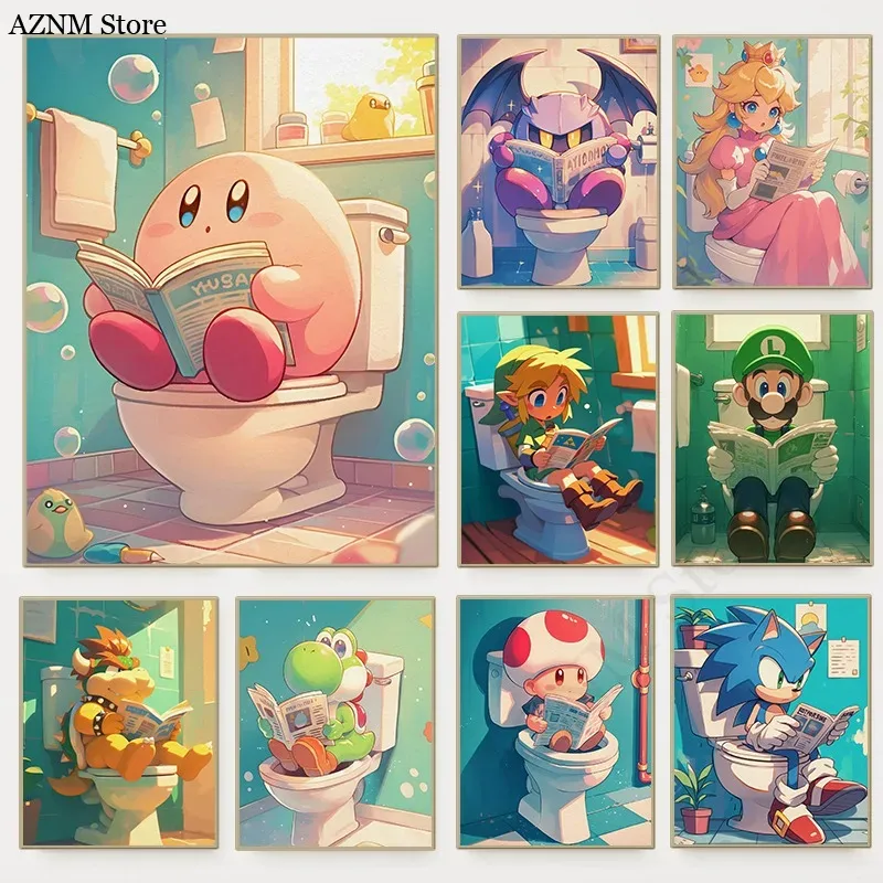 Home Bathroom Toilet - Affiche de jeu vidéo de dessin