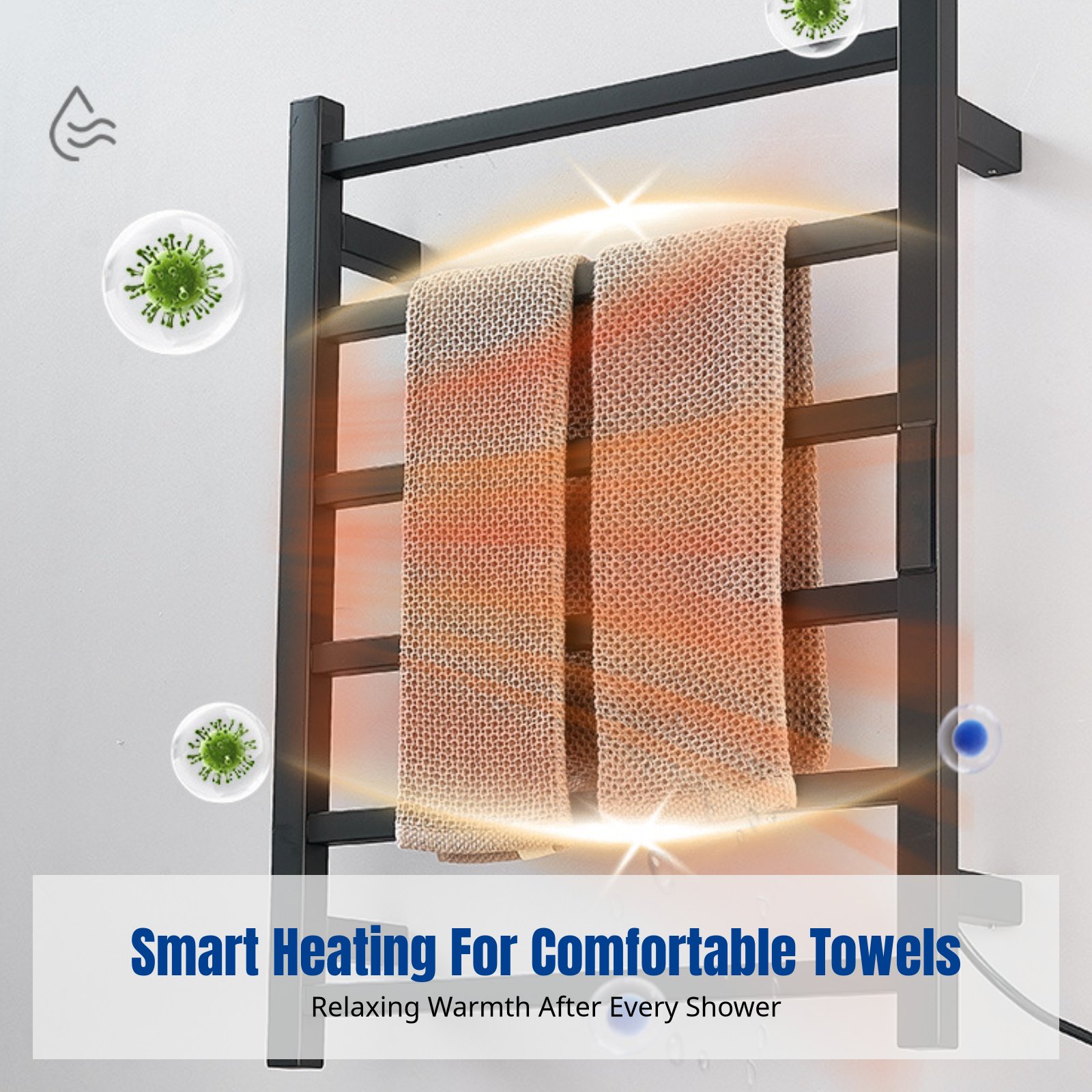 Towel Warmer Electric - Porte-serviettes électrique intelligent, chauffe-serviettes, acier inoxydable,