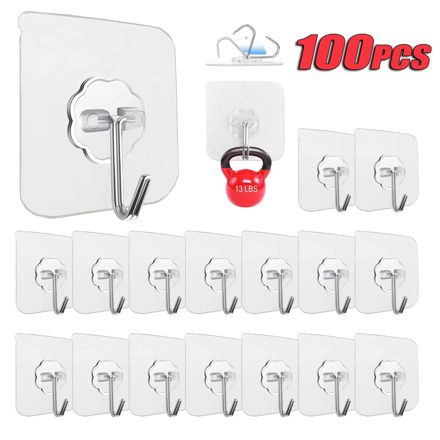 Towel Bar Stainless - Crochets autocollants en acier inoxydable transparents