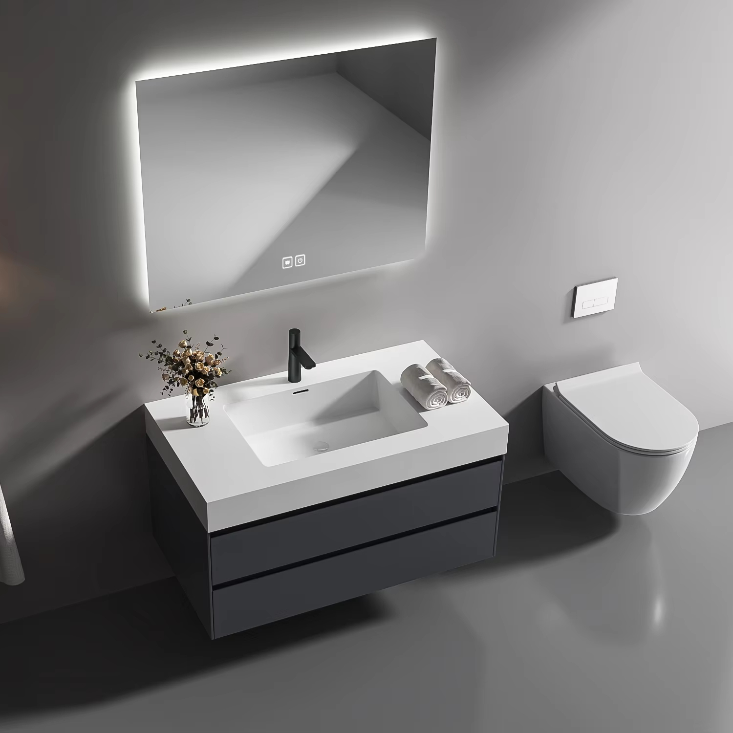 Home Bathroom Trends - Meuble-lavabo mural de luxe moderne en