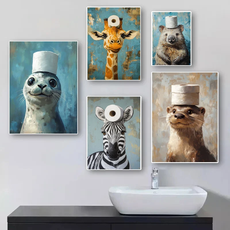 Affiche de dessin animé d'anim - Home Bathroom Toilet avis et prix
